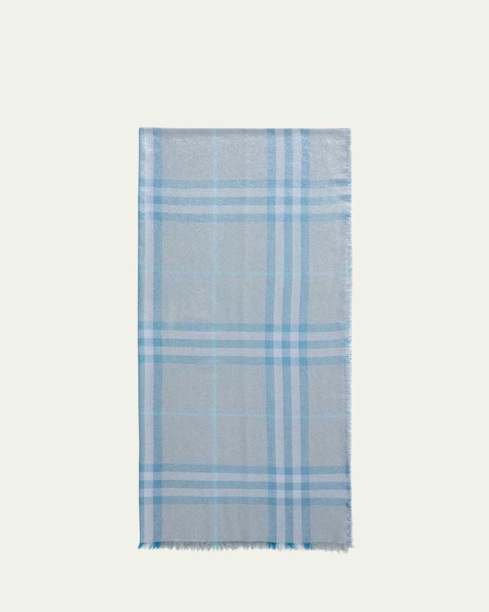 Metallic Giant Check Wool Scarf